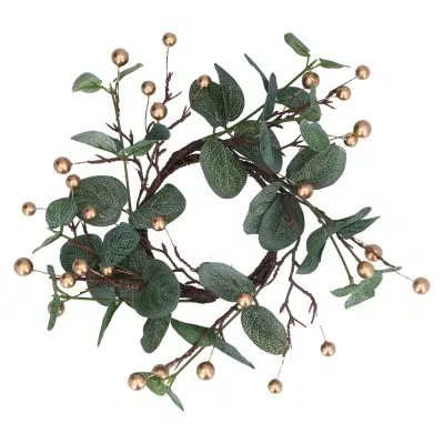 Gisela Graham Acrylic Candle Ring 27cm - Eucalyptus/Gold Berry