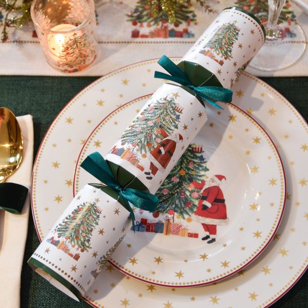 Gisela Graham Box/6 Crackers 31cm - Nostalgia Santa/Tree