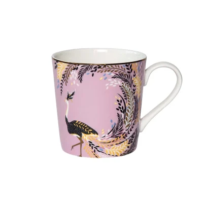 Sara Miller Ostrich Tail Feathers Mug Pink