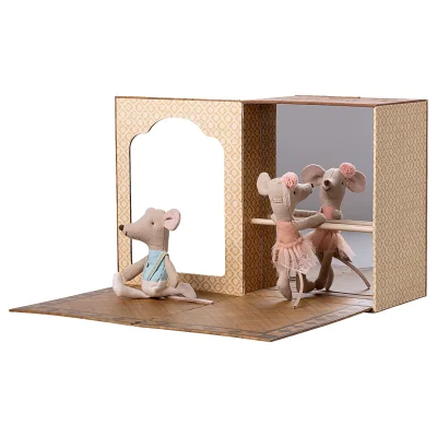 Maileg Ballet mice in dance studio, Little sister and brother