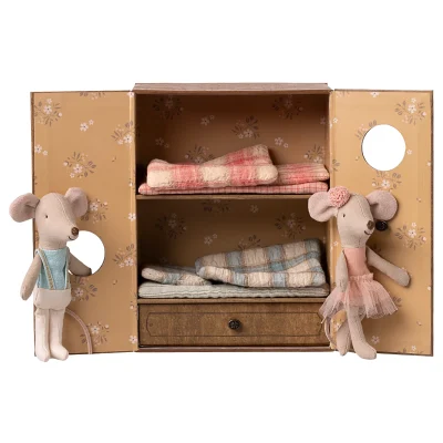 Maileg Ballet mice in dance studio, Little sister and brother