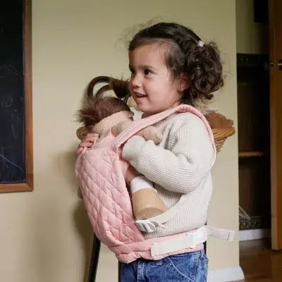 Olli Ella Dinkum Dolls Quilted Carrier - Rose cameo