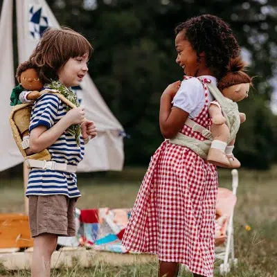 Olli Ella Dinkum Dolls Quilted Carrier - Sage lifestyle