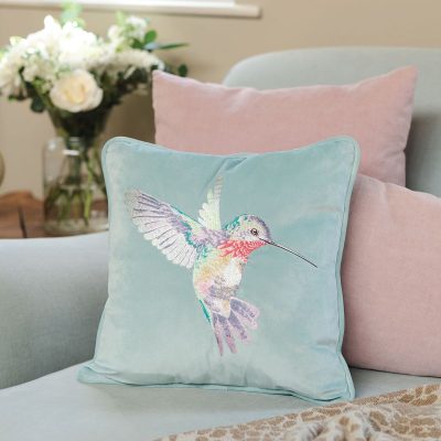 Wrendale Hummingbird Embroidered Cushion - Wisteria Wishes