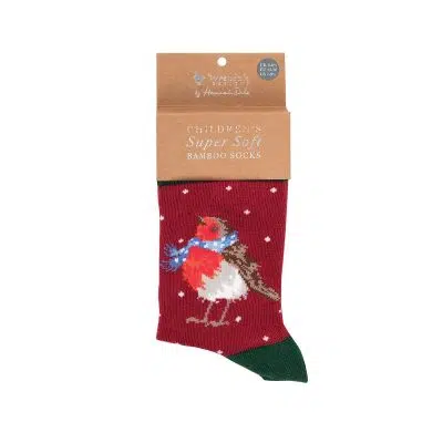 Wrendale Robin Christmas Children's Socks - Season's Tweetings Fair Isle