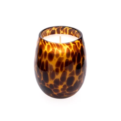 Glass House Stemless Wine Glass Candle - Leopard