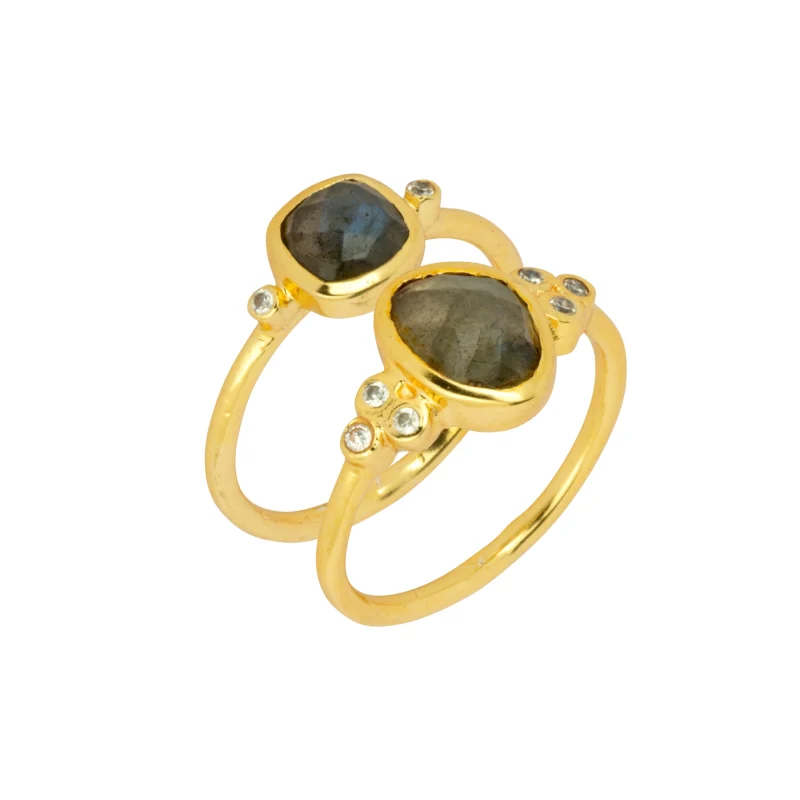 Ashiana Naples Stacking Ring Set Labradorite