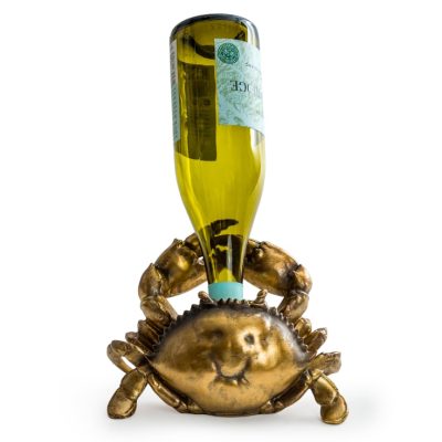 Antique Gold Thirsty Crab Wine Bottle Holder