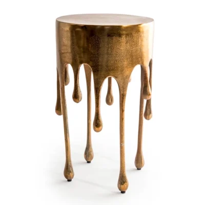 Gold "Dali" Drip Round Aluminium Side Table