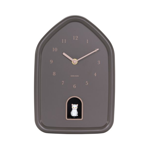 Karlsson Wall Clock Modern Kitty Earth Brown