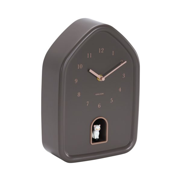 Karlsson Wall Clock Modern Kitty Earth Brown