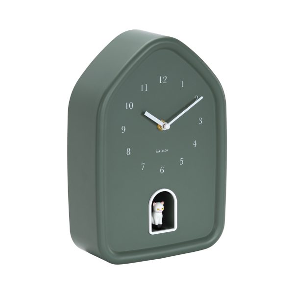 Karlsson Wall Clock Modern Kitty Jungle Green