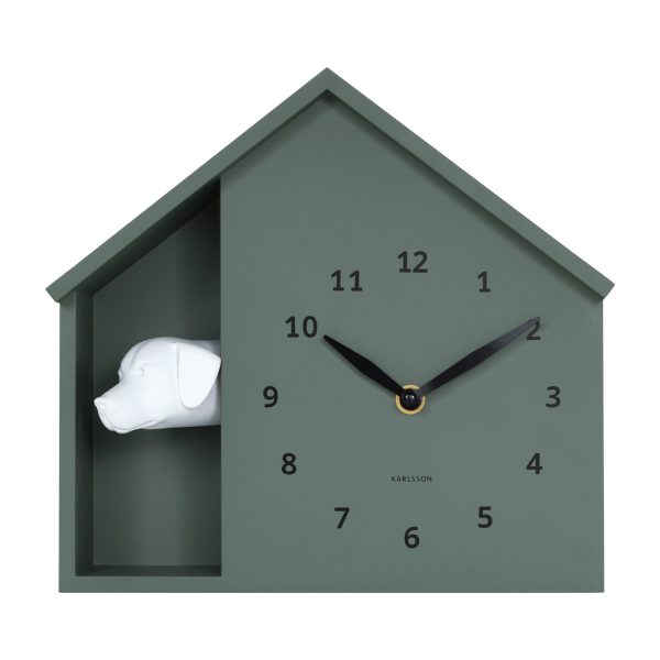 Karlsson Wall Clock Peeking Doggy Jungle Green