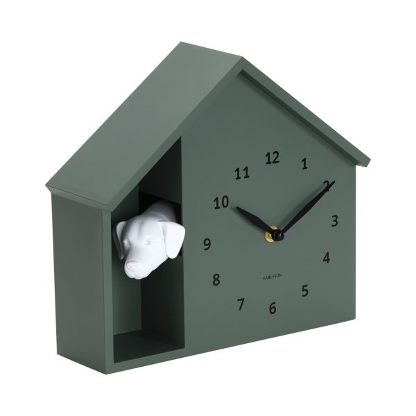 Karlsson Wall Clock Peeking Doggy Jungle Green