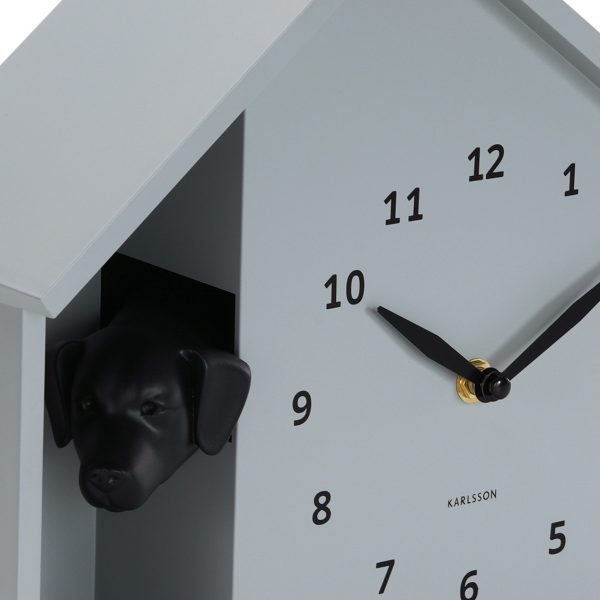 Karlsson Wall Clock Peeking Doggy Mouse Grey
