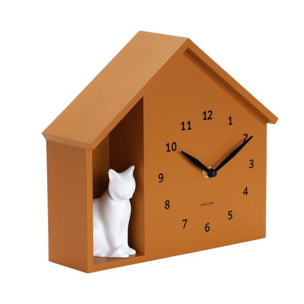 Karlsson Wall Clock Siting Cat Ochre Yellow