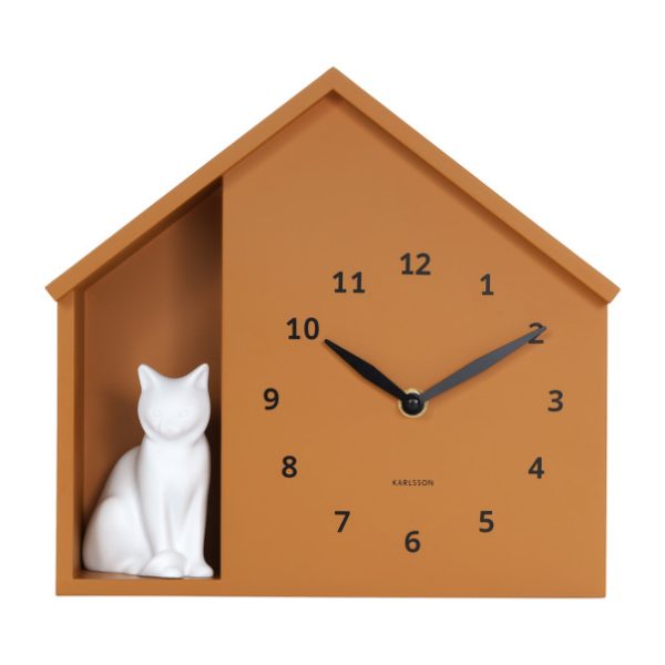 Karlsson Wall Clock Siting Cat Ochre Yellow