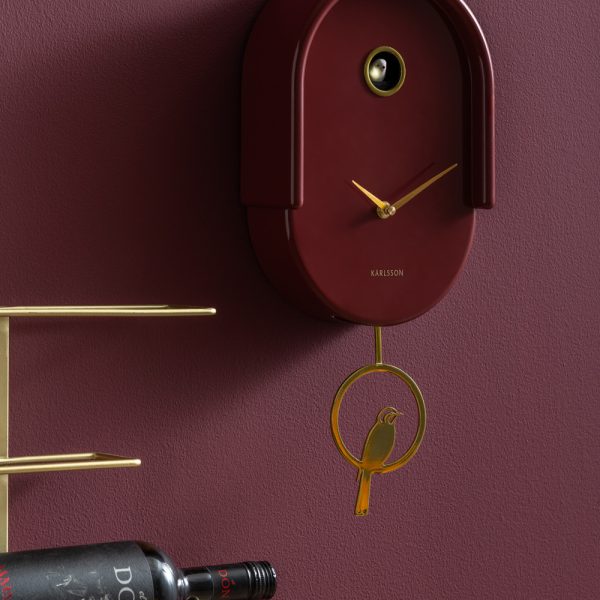 Karlsson Wall Clock Tweet Burgundy