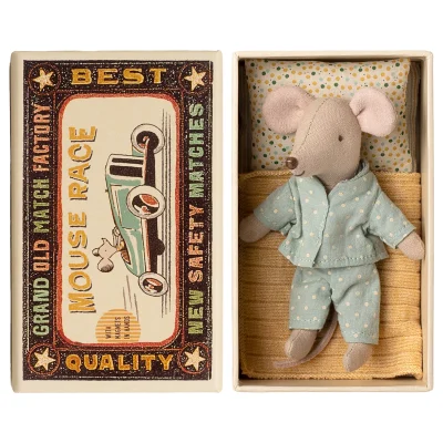Maileg Little brother mouse in matchbox - Blue