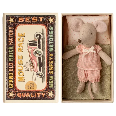 Maileg Little sister mouse in matchbox - Pink