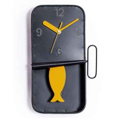 Black Metal Sardine Tin Pendulum Wall Clock