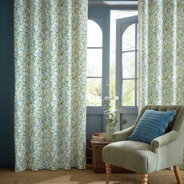 Laura Ashley Brayton Leaves Readymade Lined Eyelet Curtains