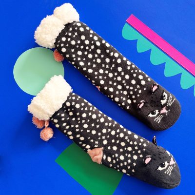 House of Disaster Feline Cat Face Slipper Socks