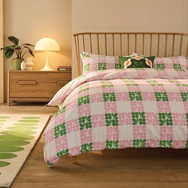 Orla Kiely Florette Check Dill Pink Bedding Set