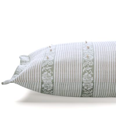Laura Ashley Semington Sage Green 30x50cm Microfibre Cushion detail