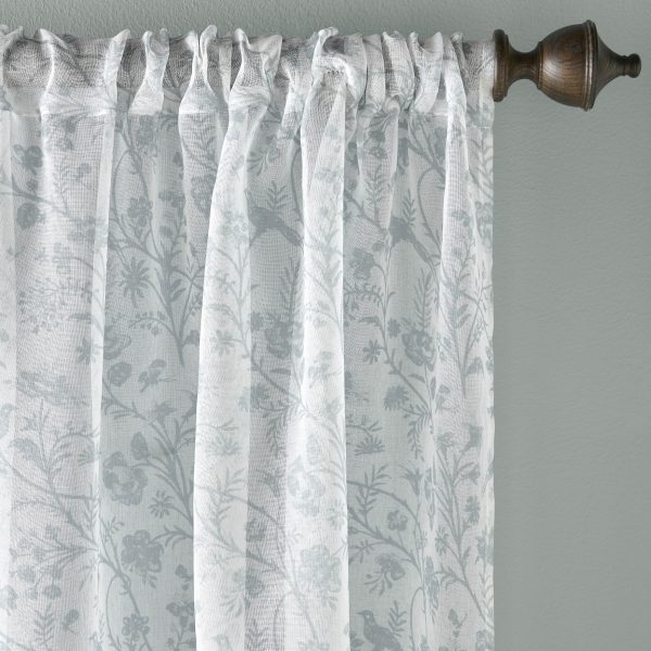Laura Ashley Shepherds Purse Duckegg Sheer Voile Readymade Curtain Panel close up