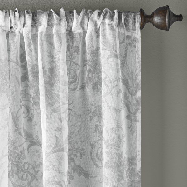Laura Ashley Tuileries Dove Sheer Voile Readymade Curtain Panel with pole