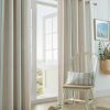 Laura Ashley Wickham Stripe Sage-Natural Readymade Lined Eyelet Curtains