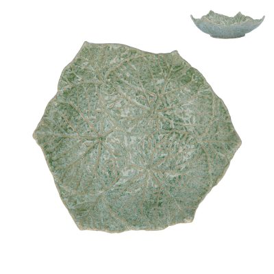 Gisela Graham Porcelain Dish 22.8cm - Green Speckle Cordate Leaf