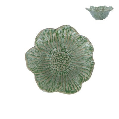 Gisela Graham Porcelain Bowl 14cm - Green Speckle Flower