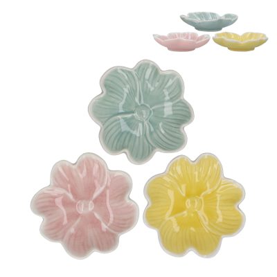 Gisela Graham Stoneware Mini Dish 10cm - Pastel Flower, 3as