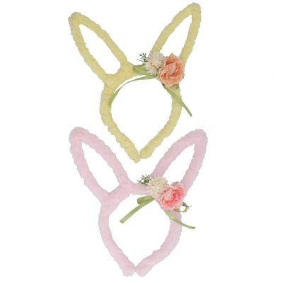 Gisela Graham Faux Fur Bunny Ears Headband - Pink or Yellow