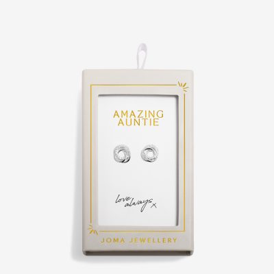 Joma Jewellery Moments To Shine Amazing Auntie Silver Plated Stud Earrings