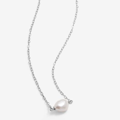 Joma Jewellery Loved By You Pearl Heart Chain Necklace in Silver Plating