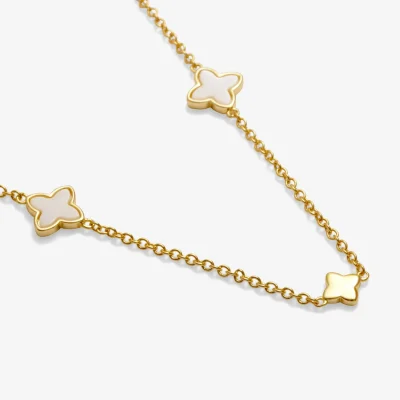 Joma Jewellery Loved By You Mother Of Pearl Clover Gold Plated Necklace