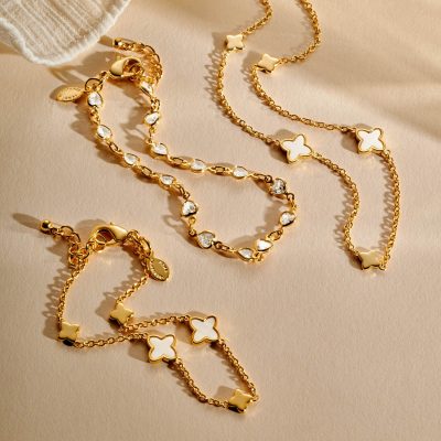 Joma Jewellery Loved By You Mother Of Pearl Clover Gold Plated Necklace