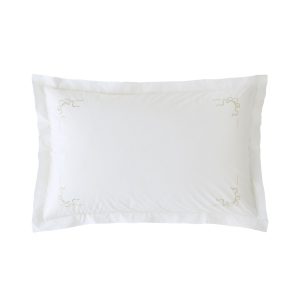 Heritage Royal Palaces Bow Embroidery White Natural Bedding Set pillowcase oxford