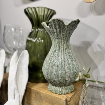 Gisela Graham Porcelain Vase 22.8cm - Green Speckle Bloom, Decorative