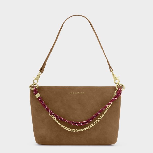 Katie Loxton Cord Small Shoulder Bag Caramel Suedette