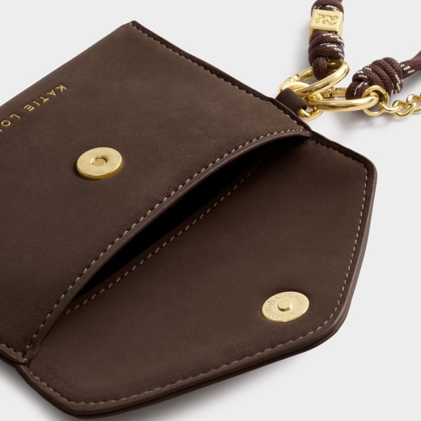Katie Loxton Cord Purse Bitter Chocolate Suedette