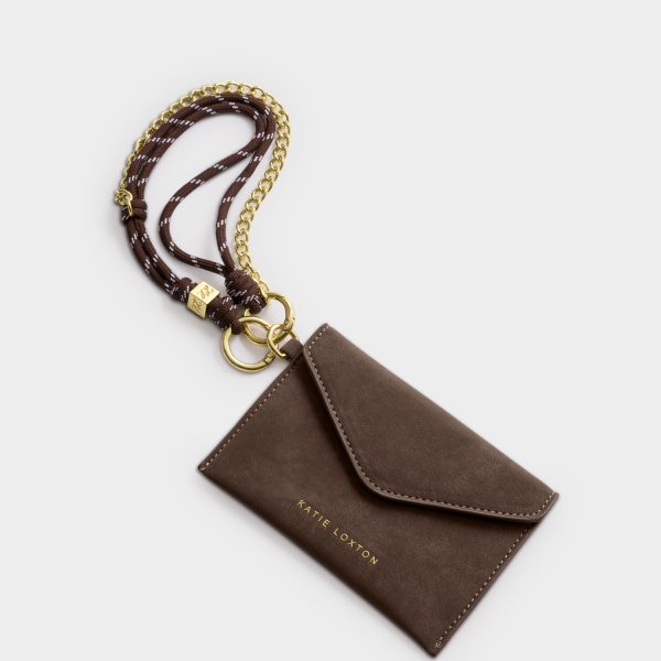 Katie Loxton Cord Purse Bitter Chocolate Suedette