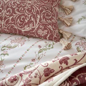 Heritage Royal Palaces Kensington Antique Rose Pink Cushion 30 x 50cm close up