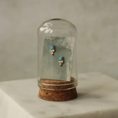 Silk Purse, Sow's Ear Blue Opal Stud Earrings