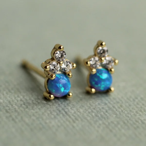 Silk Purse, Sow's Ear Blue Opal Stud Earrings
