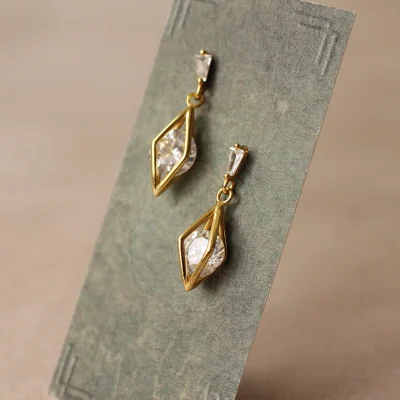 Silk Purse, Sow's Ear Rhombus Geometric Jewel Earrings