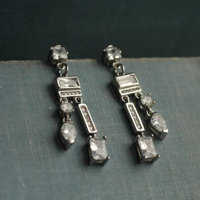 Silk Purse, Sow's Ear Sterling Silver Art Deco Chandelier Earrings